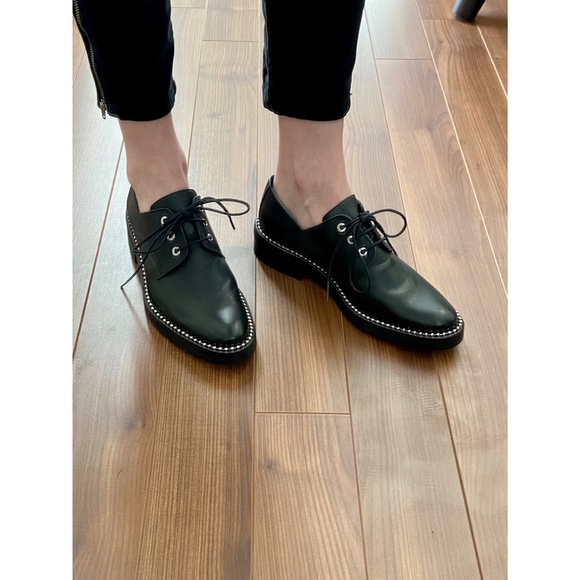 Miista London "Adelaide" Black Leather Oxfords with metal chain trim - Size 7 - Picture 5 of 9